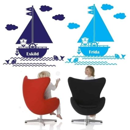 Båd Med Eget Navn - Wallsticker