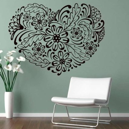 Blomster Hjerte - Wallsticker