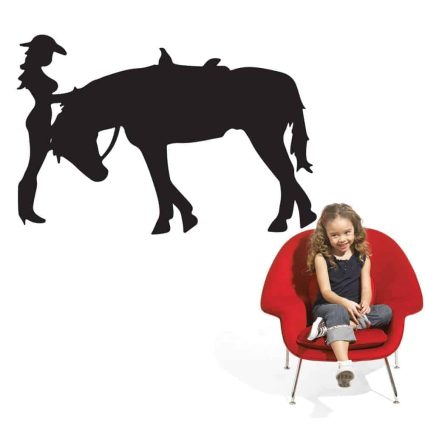 Cowboypige Med Sin Hest - Wallsticker