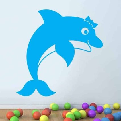 Delfin Med Sløjfe - Wallsticker