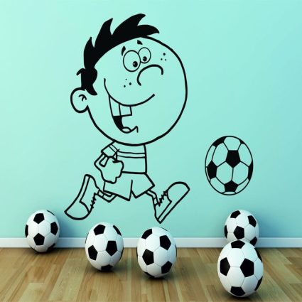 Dreng Spiller Fodbold - Wallsticker