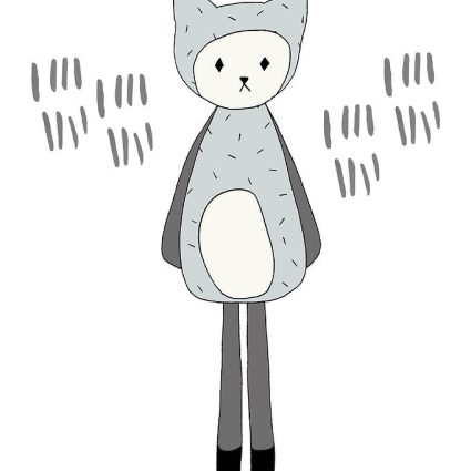 Fabelab Wallsticker - Dreamy Friend Cat - Grå m. Kat