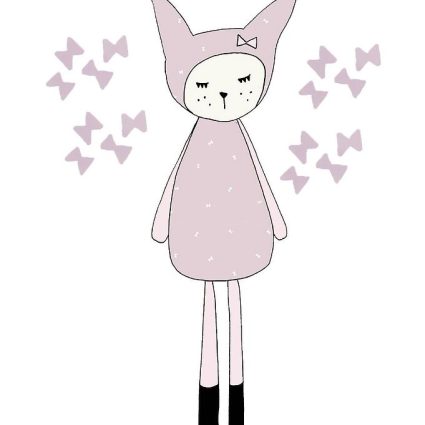 Fabelab Wallstickers - Dreamy Friend Bunny - Lys Lilla m. Kanin
