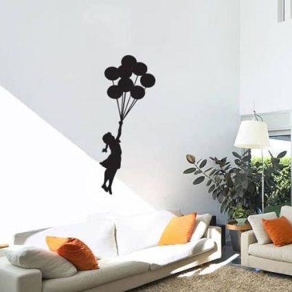Pige Med Balloner - Wallsticker
