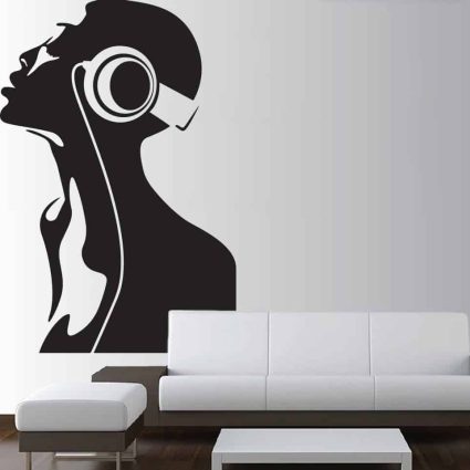 Pigen Med Hovedtelefonerne - Wallsticker