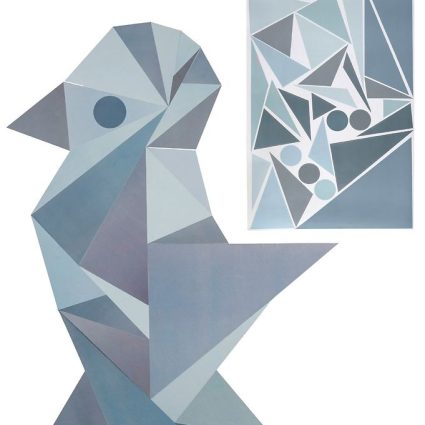 Sebra Wallstickers - Blå Geometrisk Fugl