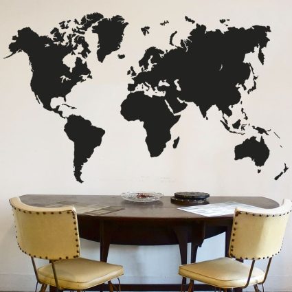 Verdenskort - Silhuet - Wallsticker